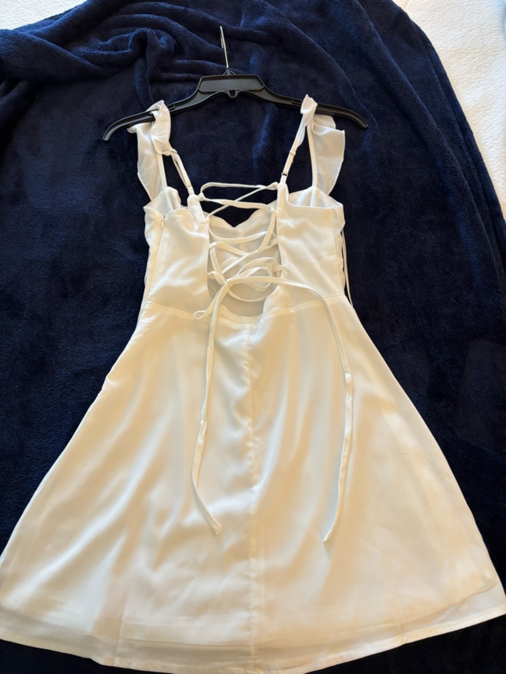 Princess Polly White Lace-Up Strappy Mini Dress- perfect for Graduation